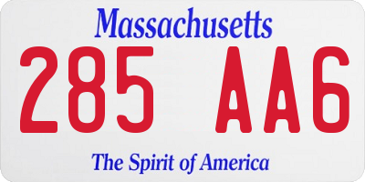 MA license plate 285AA6