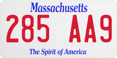 MA license plate 285AA9