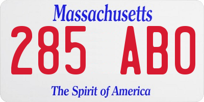MA license plate 285AB0