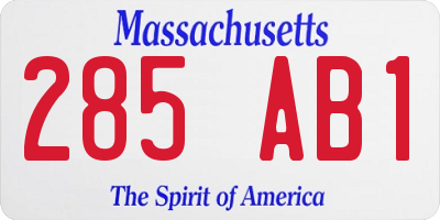MA license plate 285AB1