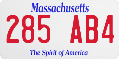 MA license plate 285AB4