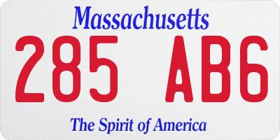 MA license plate 285AB6