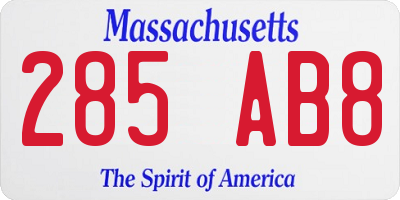 MA license plate 285AB8