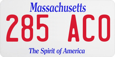 MA license plate 285AC0