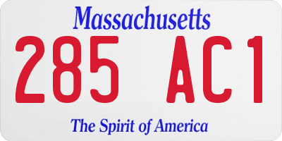 MA license plate 285AC1