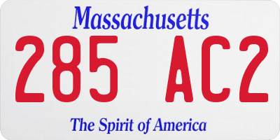 MA license plate 285AC2