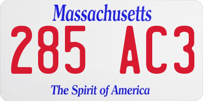 MA license plate 285AC3