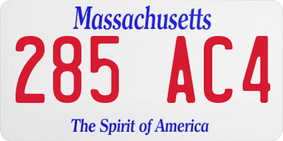 MA license plate 285AC4