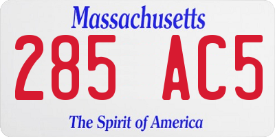 MA license plate 285AC5
