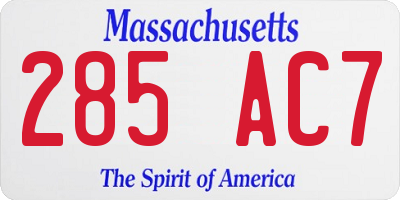 MA license plate 285AC7
