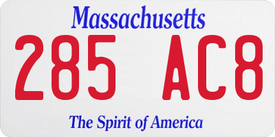 MA license plate 285AC8
