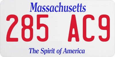 MA license plate 285AC9