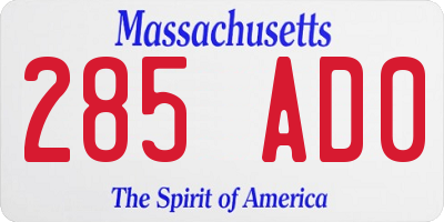 MA license plate 285AD0