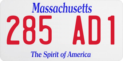 MA license plate 285AD1