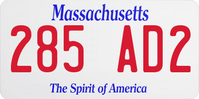 MA license plate 285AD2