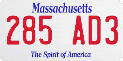 MA license plate 285AD3