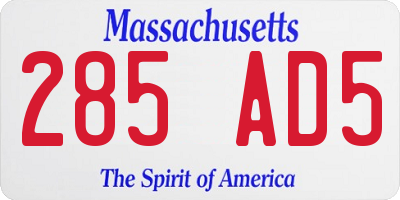MA license plate 285AD5