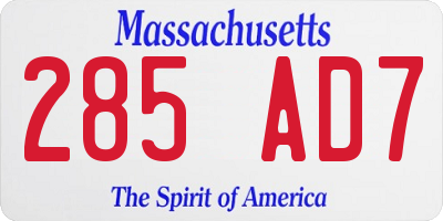 MA license plate 285AD7