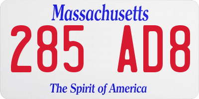 MA license plate 285AD8