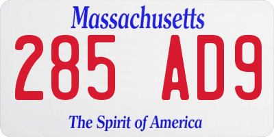 MA license plate 285AD9
