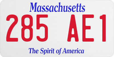 MA license plate 285AE1