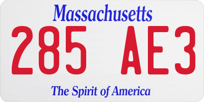 MA license plate 285AE3