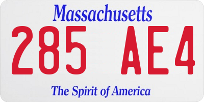 MA license plate 285AE4