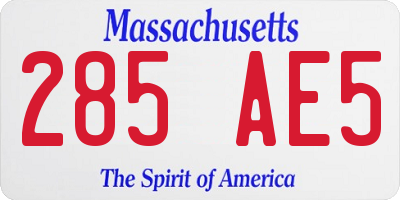 MA license plate 285AE5