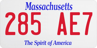 MA license plate 285AE7