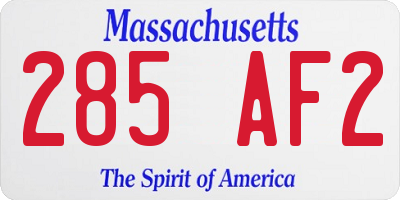 MA license plate 285AF2