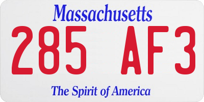 MA license plate 285AF3