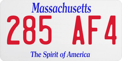 MA license plate 285AF4