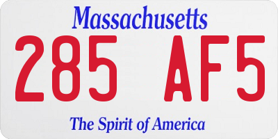 MA license plate 285AF5
