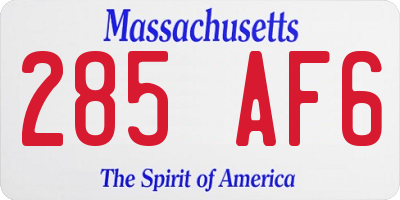 MA license plate 285AF6