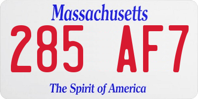 MA license plate 285AF7