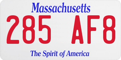 MA license plate 285AF8