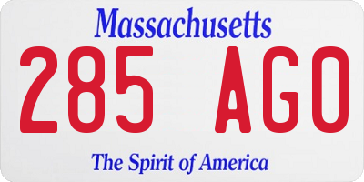 MA license plate 285AG0