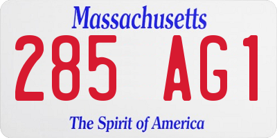 MA license plate 285AG1