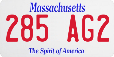 MA license plate 285AG2