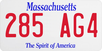 MA license plate 285AG4