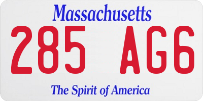 MA license plate 285AG6