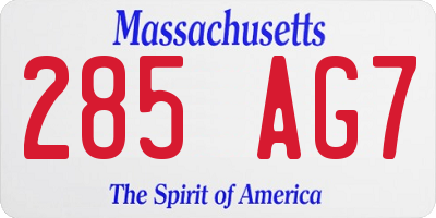 MA license plate 285AG7