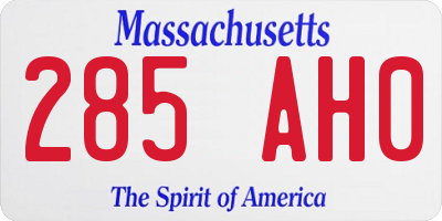 MA license plate 285AH0