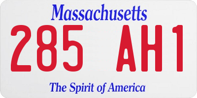 MA license plate 285AH1
