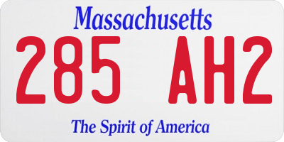 MA license plate 285AH2