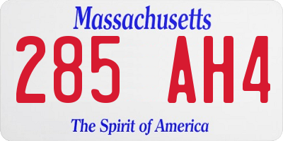 MA license plate 285AH4