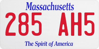 MA license plate 285AH5