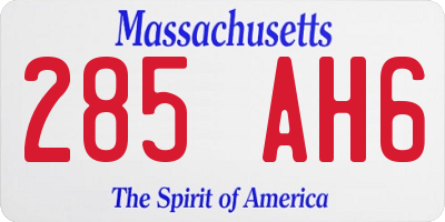 MA license plate 285AH6