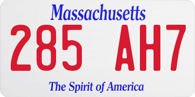 MA license plate 285AH7