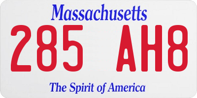 MA license plate 285AH8